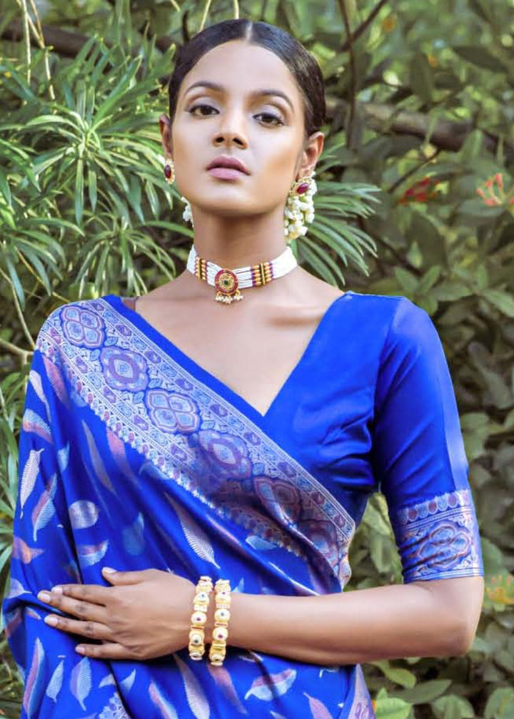 Admiral Blue Zari Woven Silk Saree: Top Pick