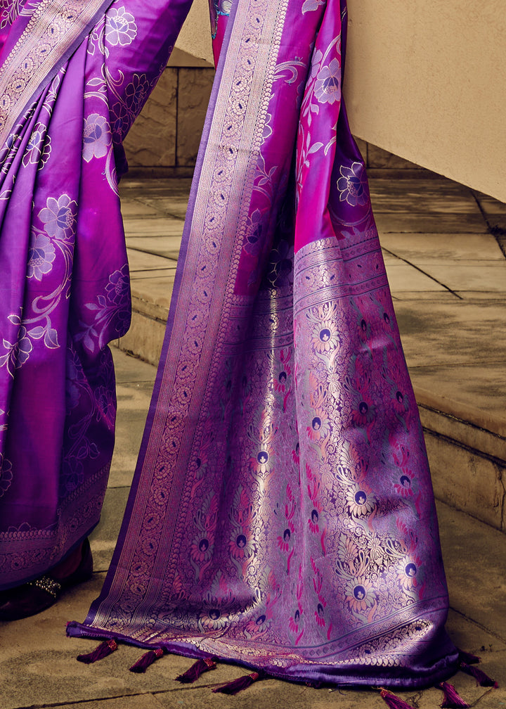 Purple Handloom Weaving Satin Saree