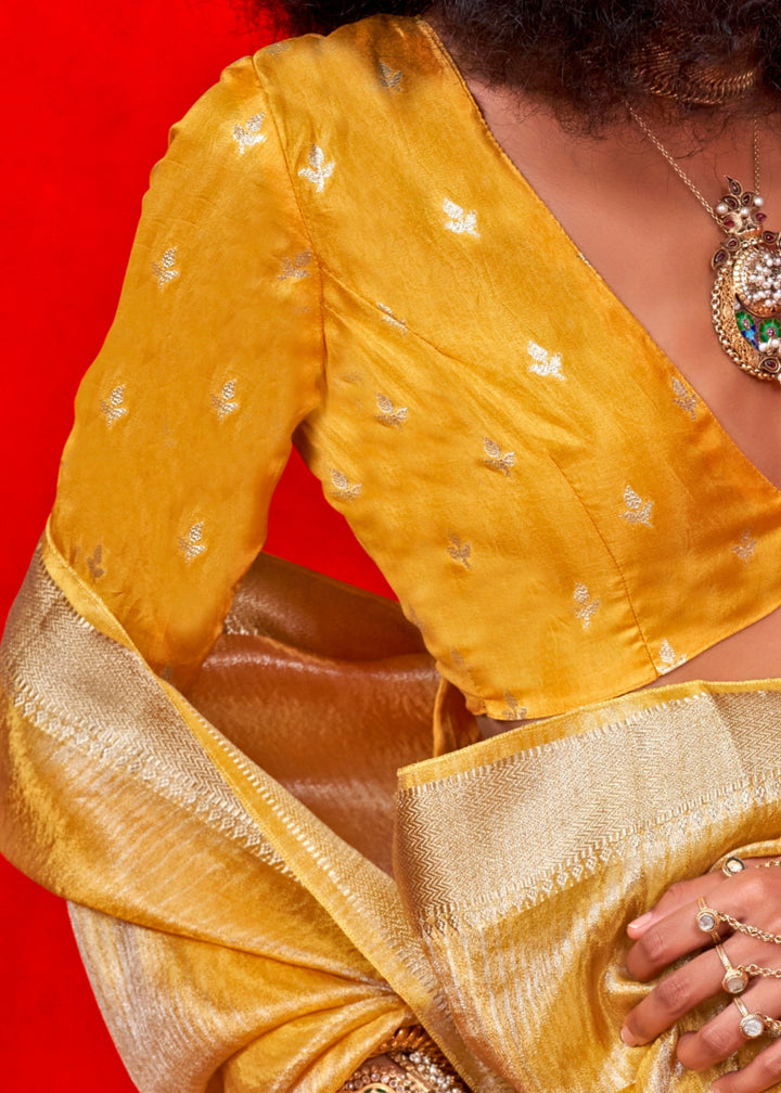 Mustard Pure Viscose Zari Tissue Saree