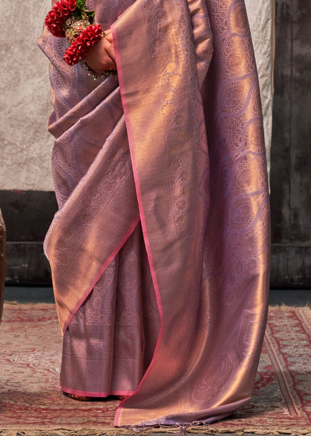 Purpleish Handloom Weaving Silk Saree