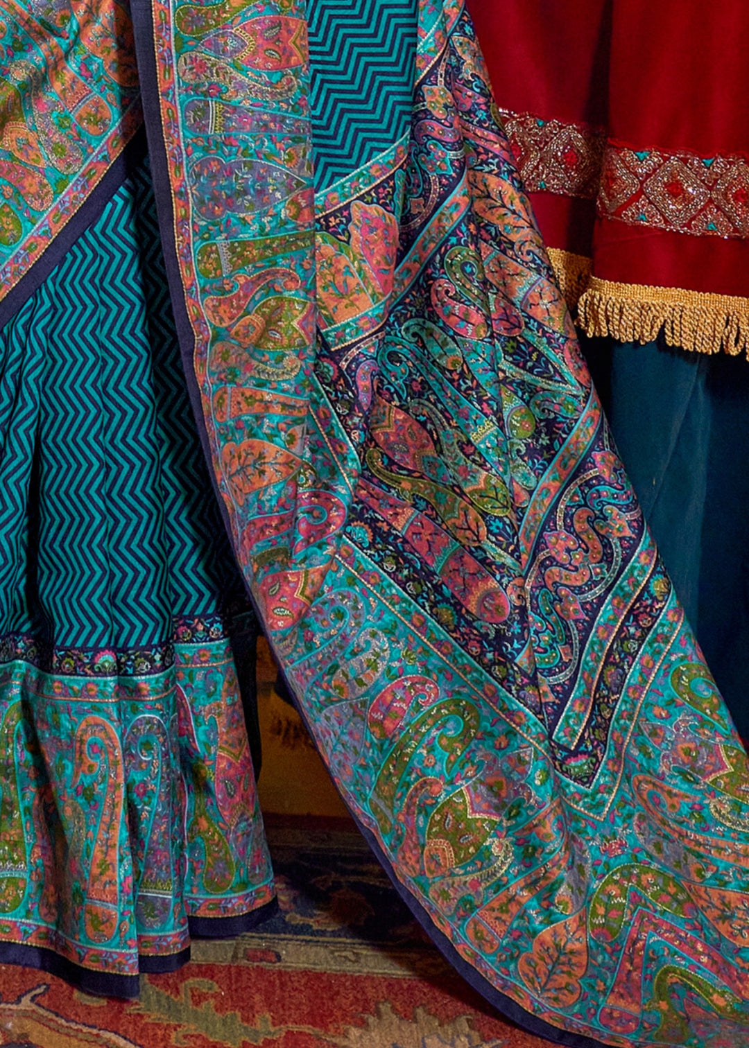 Cerulean Blue Silk Saree With Beautiful Print