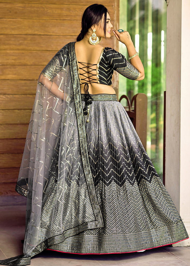 Shades Of Black Soft Net Lehenga Choli with Sequins & Thread Embroidery work