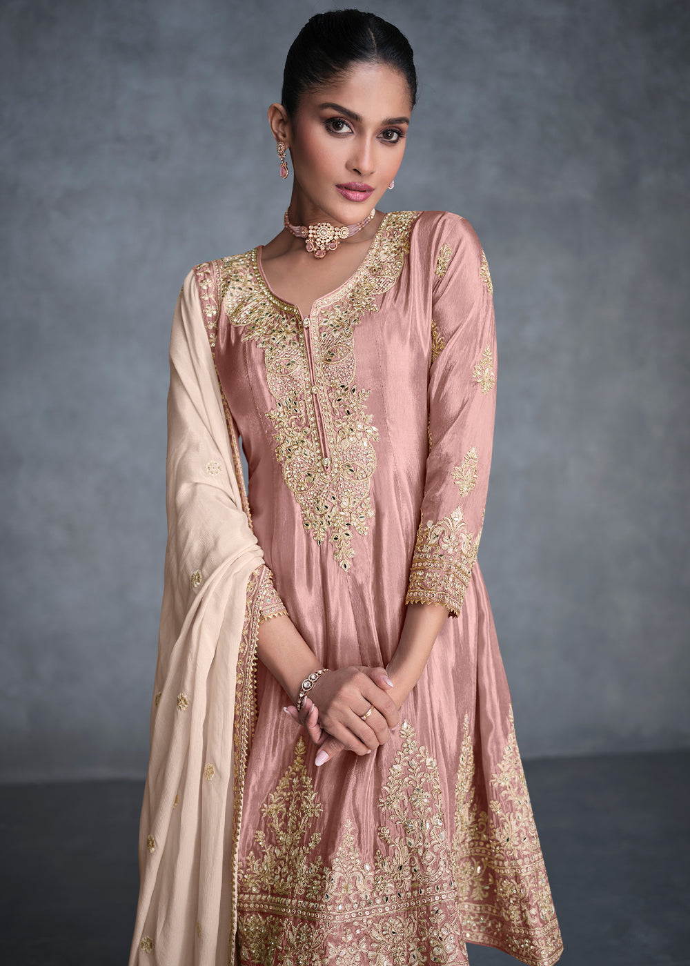 Light Pink Embroidered Salwar Suit