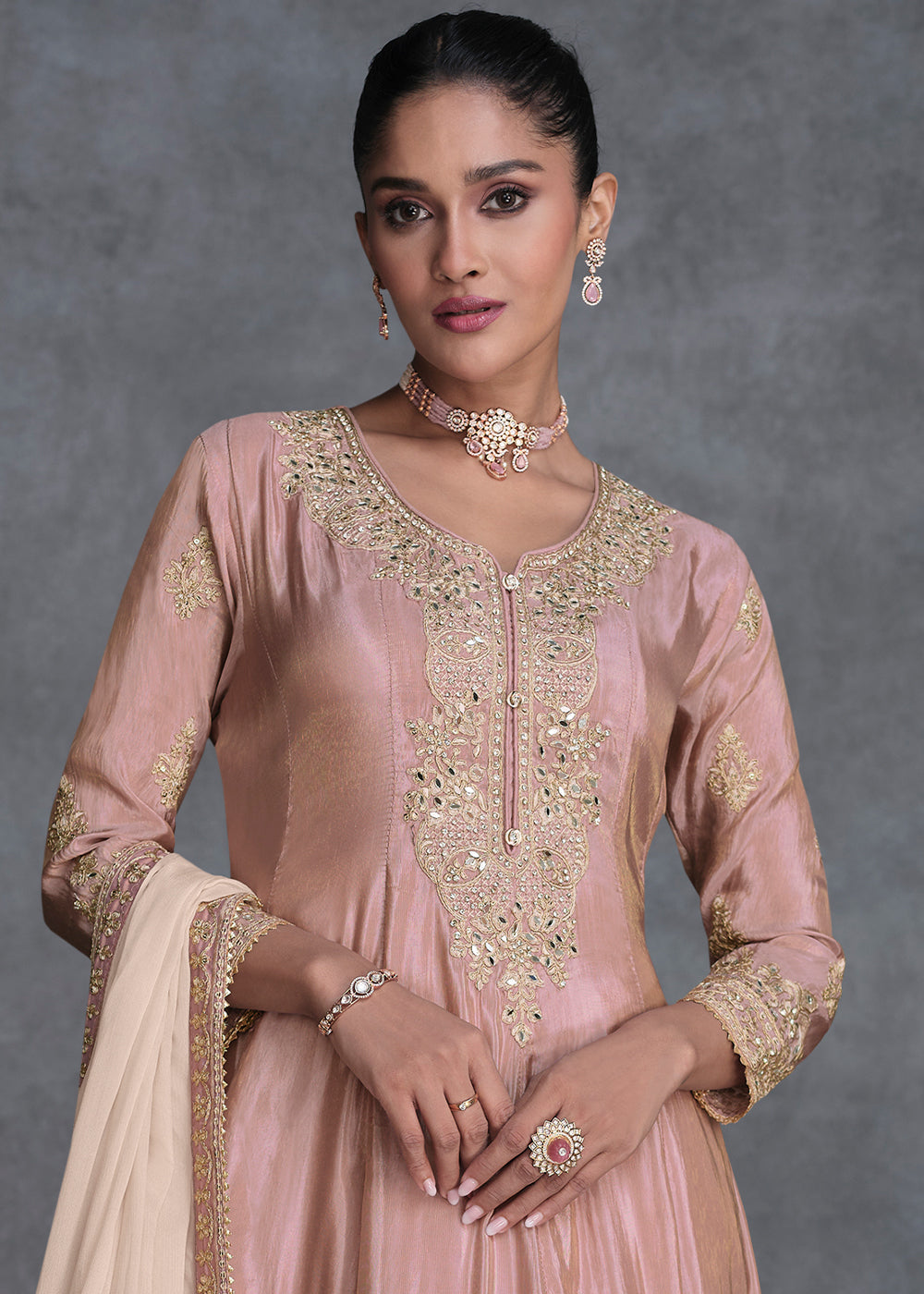 Light Pink Embroidered Salwar Suit