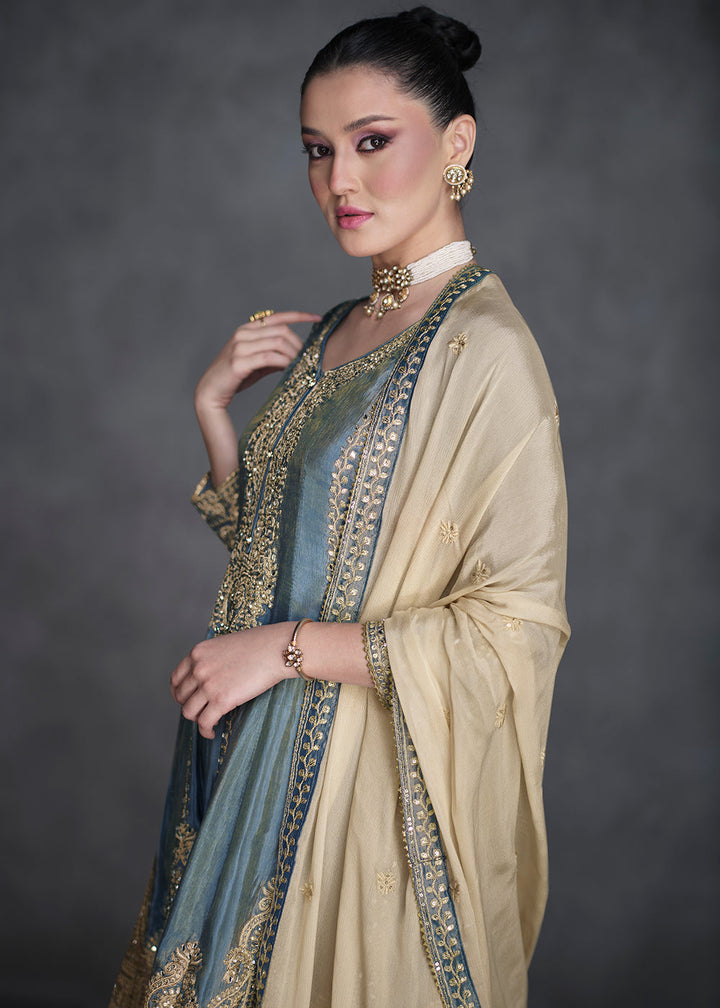 Slate Grey Embroidered Salwar Suit