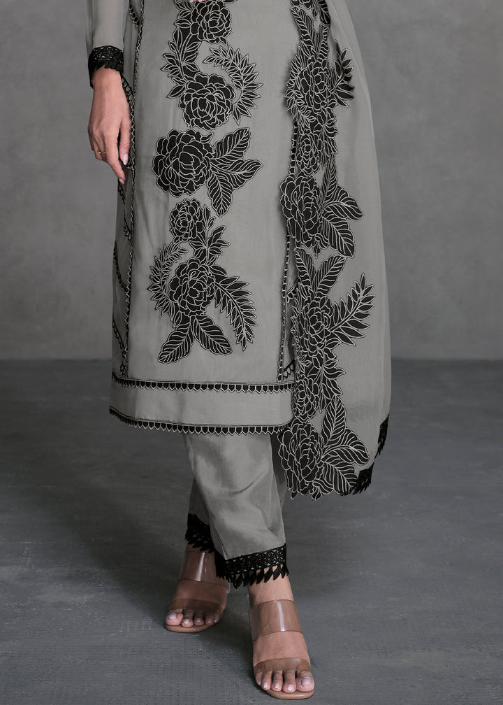 Nardo Grey Organza Silk Salwar Suit