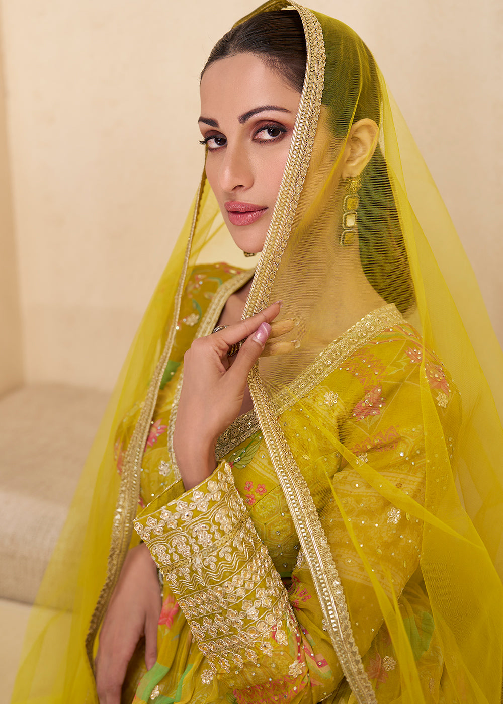 Paradise Yellow Georgette Anarkali Suit with Net Dupatta