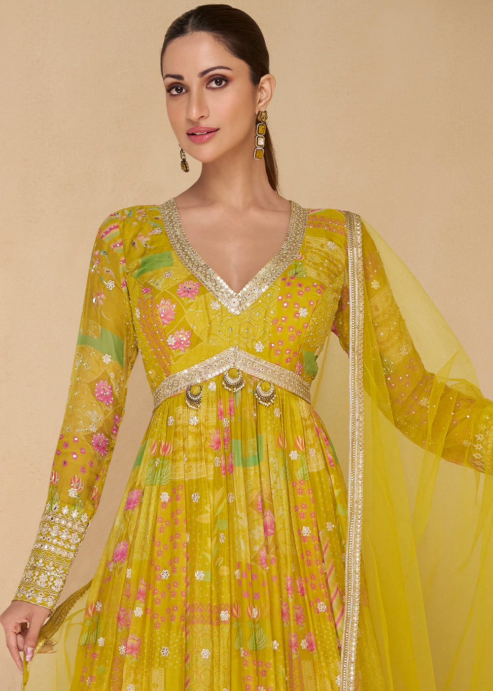 Paradise Yellow Georgette Anarkali Suit with Net Dupatta