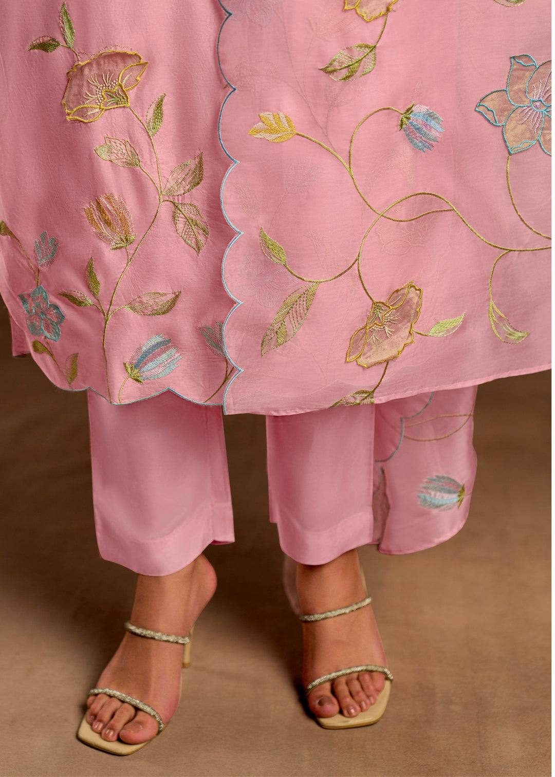 Pink Pure Bamber Silk with Resham Embroidery Salwar Suit