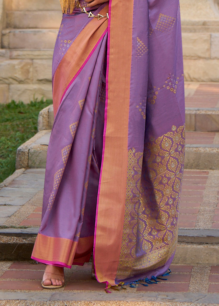 Violet Handloom Weaving Satin Silk Saree