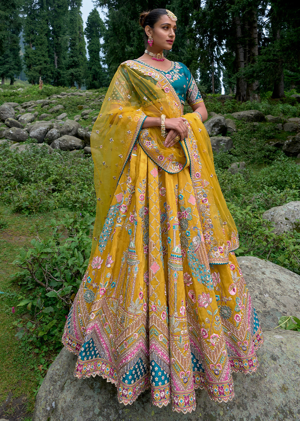 Light Mustard Yellow Viscose Silk Lehenga Choli With Heavy Embroidered Hand work: Wedding Edition