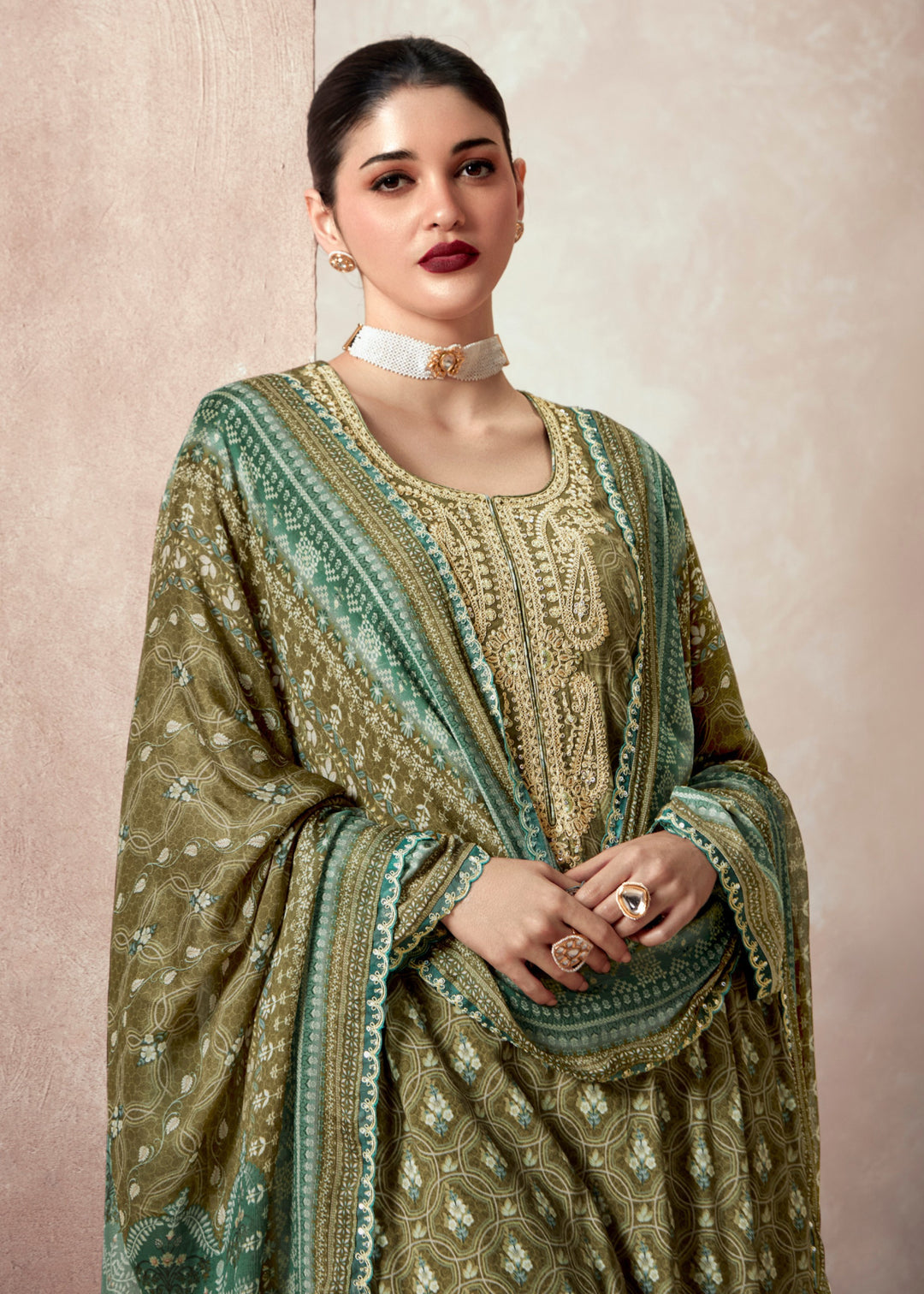 Green Pure Muslin with Dori Embroidery Salwar Suit