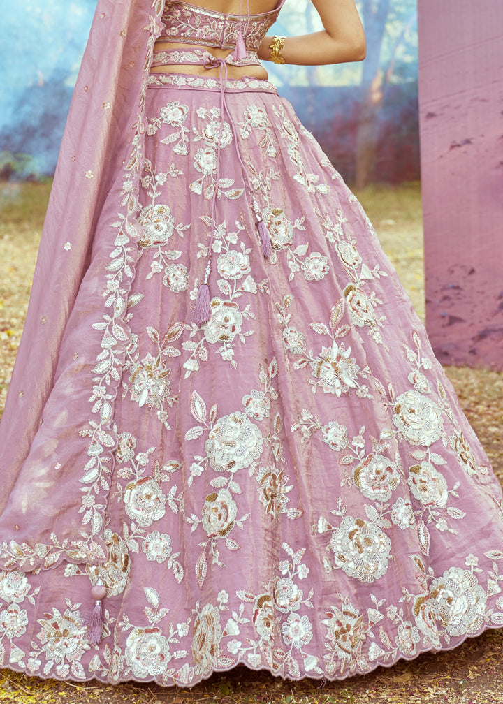 Lavender Organza Sequins embroidery Lehenga