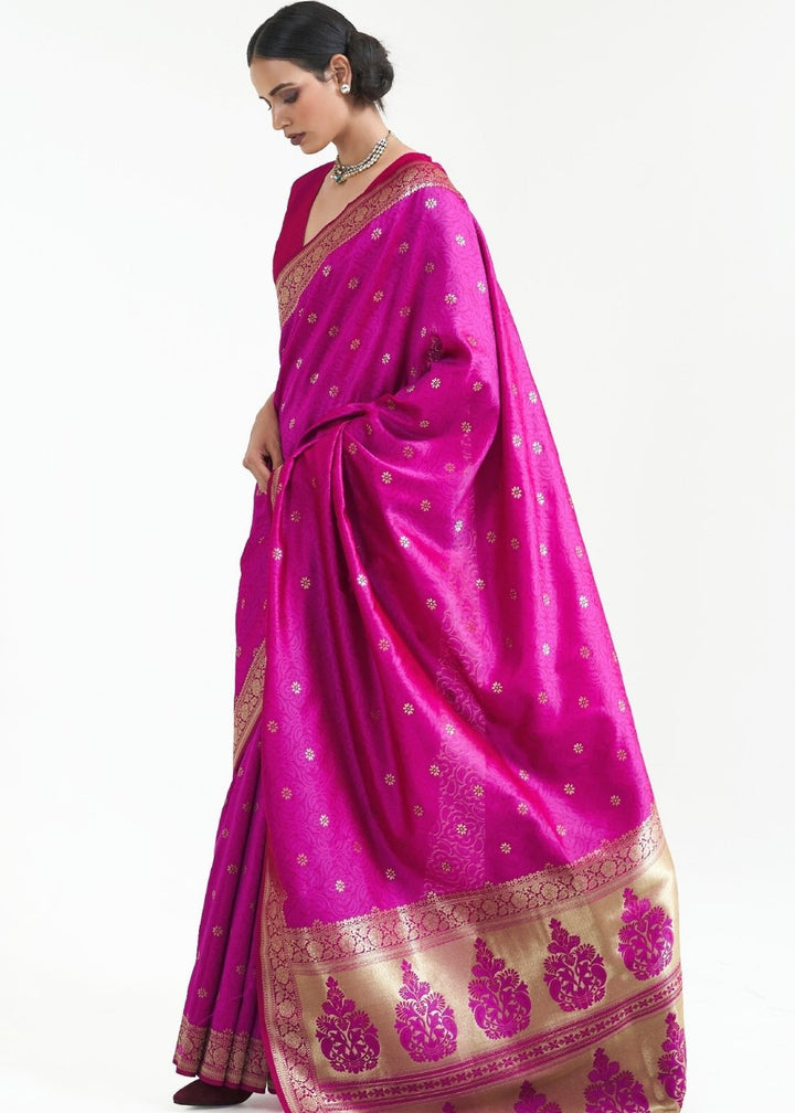 Spicy Pink Woven Kanjivaram Silk Saree