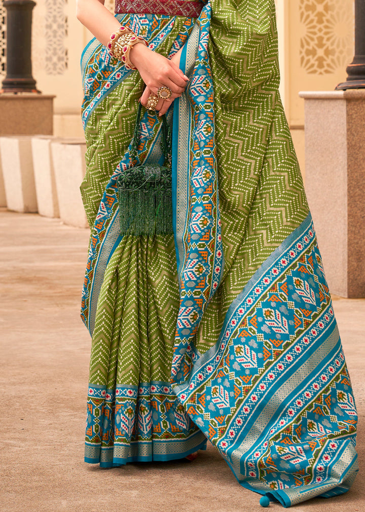 Pear Pink Patola Printed Silk Saree