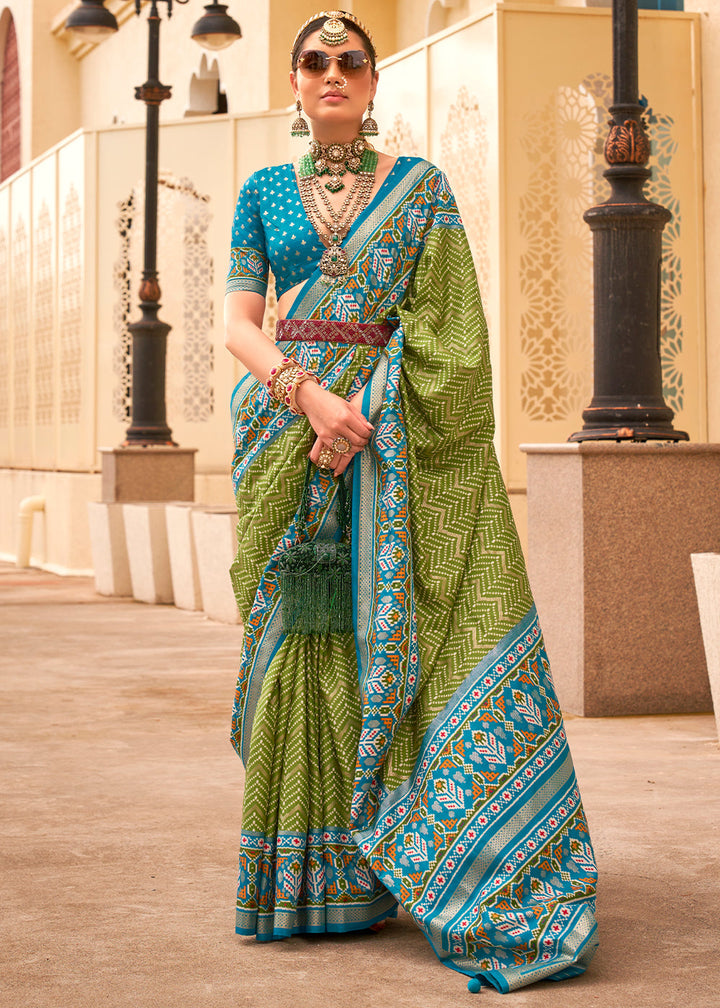 Pear Pink Patola Printed Silk Saree