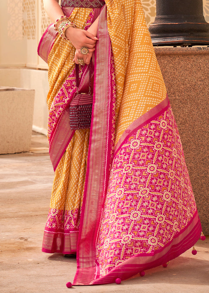 Sunrise Yellow Patola Printed Silk Saree