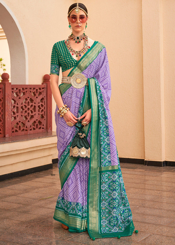 Orchid Purple Patola Printed Silk Saree