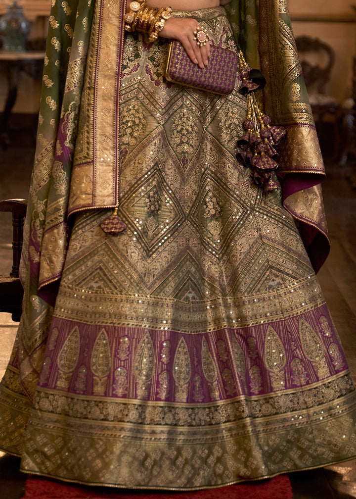 Shades Of Brown Ready to Wear Designer Silk Lehenga Choli with Sparkle & Aari Mirror work