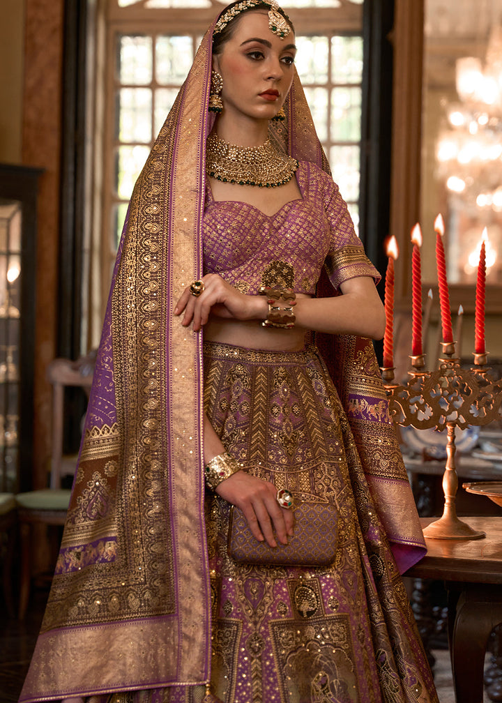 Shades Of Purple Ready to Wear Designer Silk Lehenga Choli with Sparkle & Mirror work