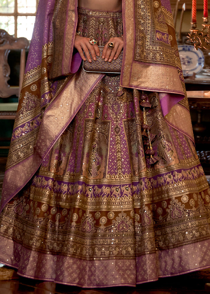 Shades Of Purple Ready to Wear Designer Silk Lehenga Choli with Sparkle & Mirror work