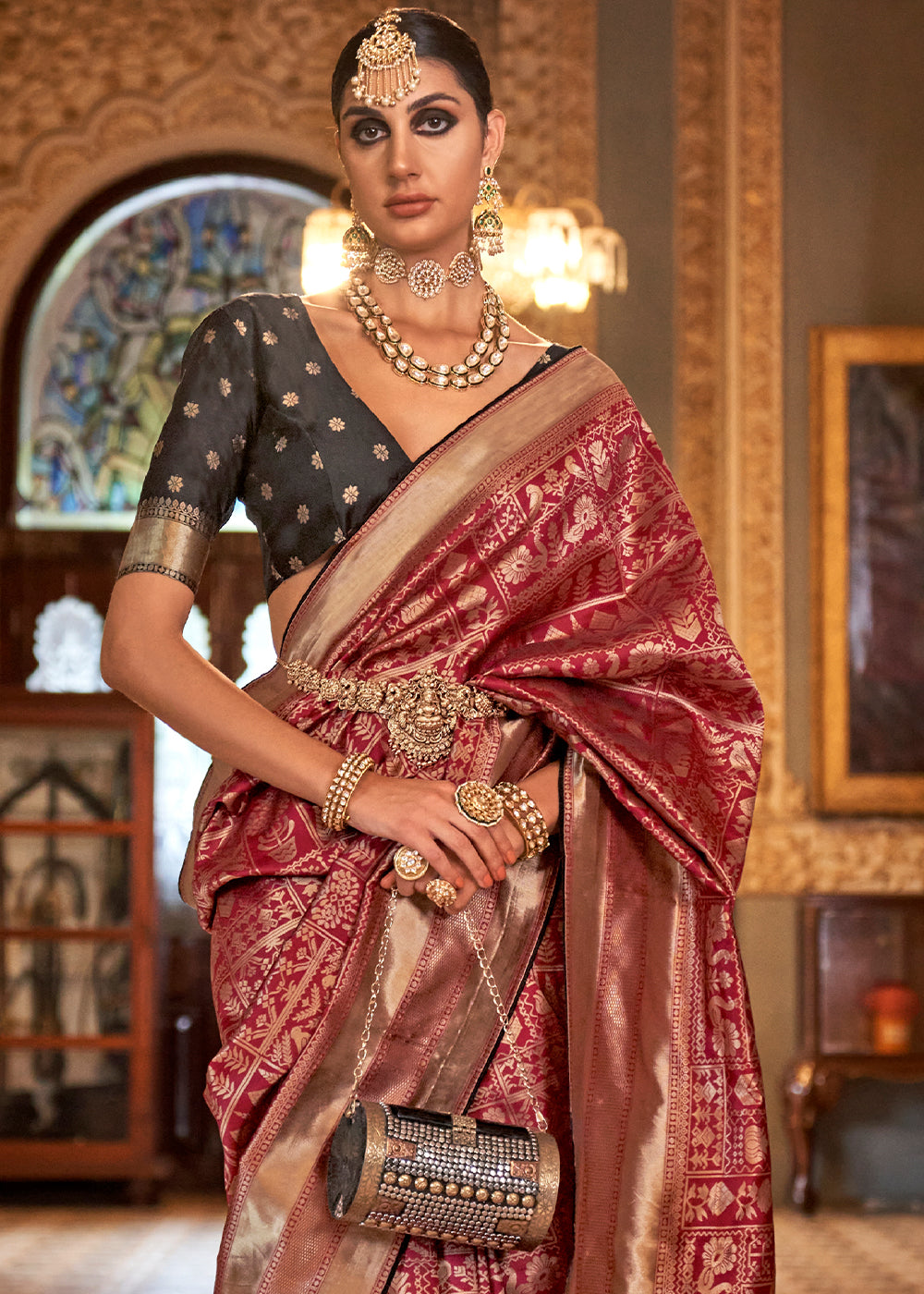 Cardinal Red Zari Woven Banarasi Silk Saree: Top Pick