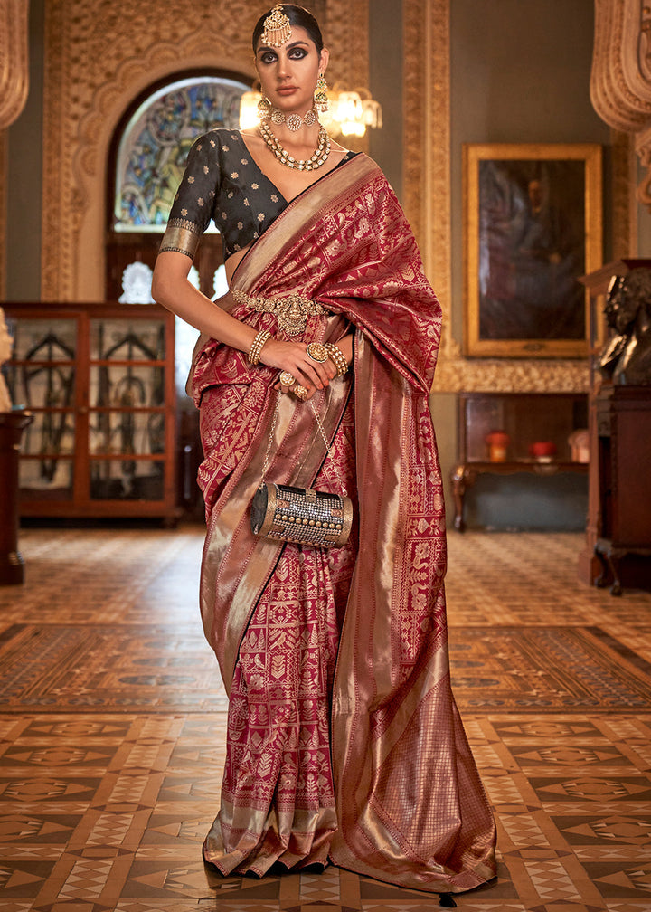 Cardinal Red Zari Woven Banarasi Silk Saree: Top Pick