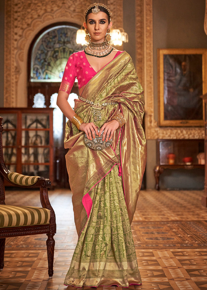 Light Green Zari Woven Banarasi Silk Saree