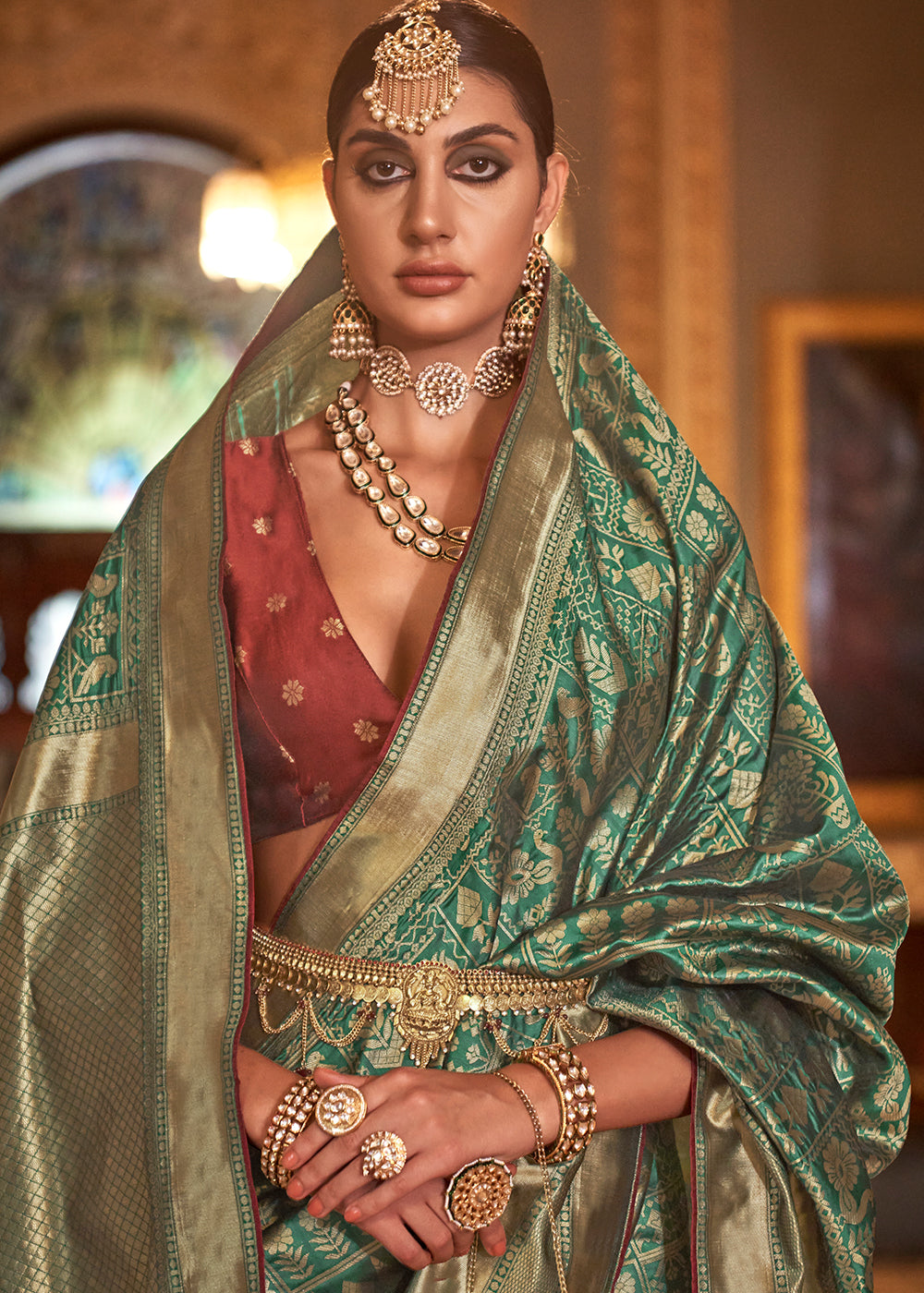 Dynasty Green Zari Woven Banarasi Silk Saree