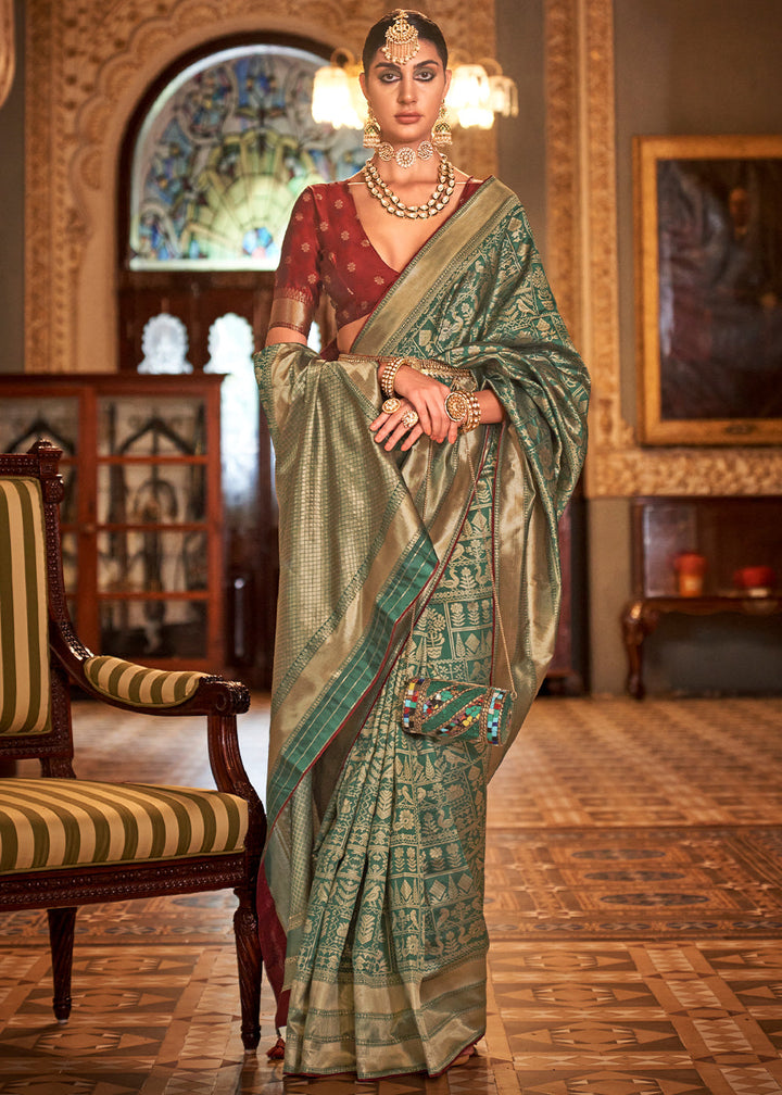 Dynasty Green Zari Woven Banarasi Silk Saree