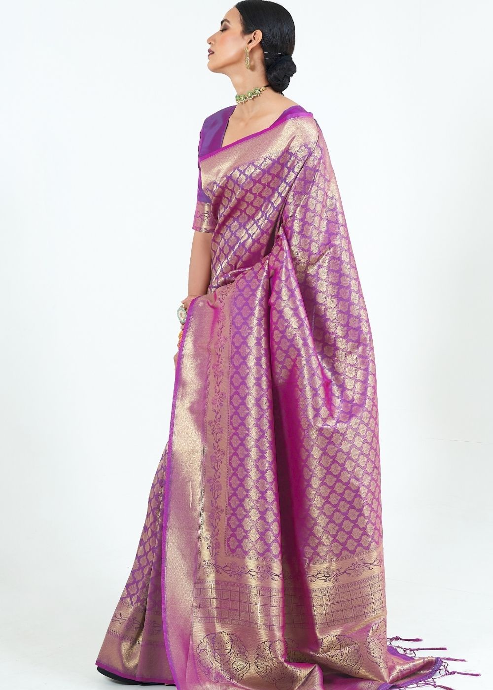 Deep Purple Woven Kanjivaram Silk Saree : Limited Edition