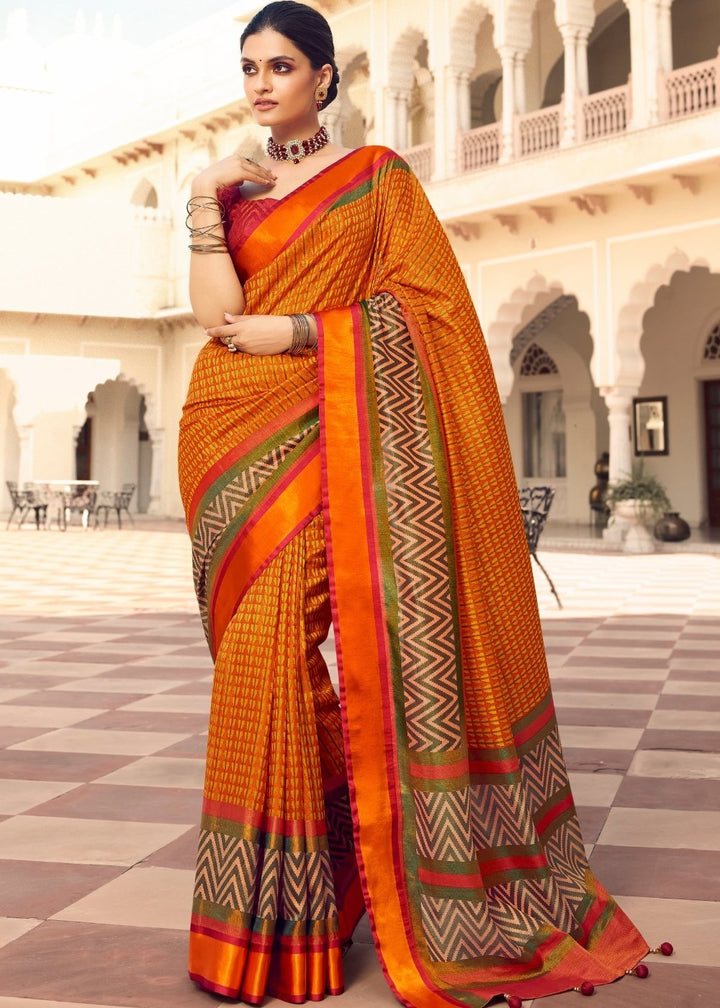 Carrot Orange Woven Patola Silk Saree: Top Pick