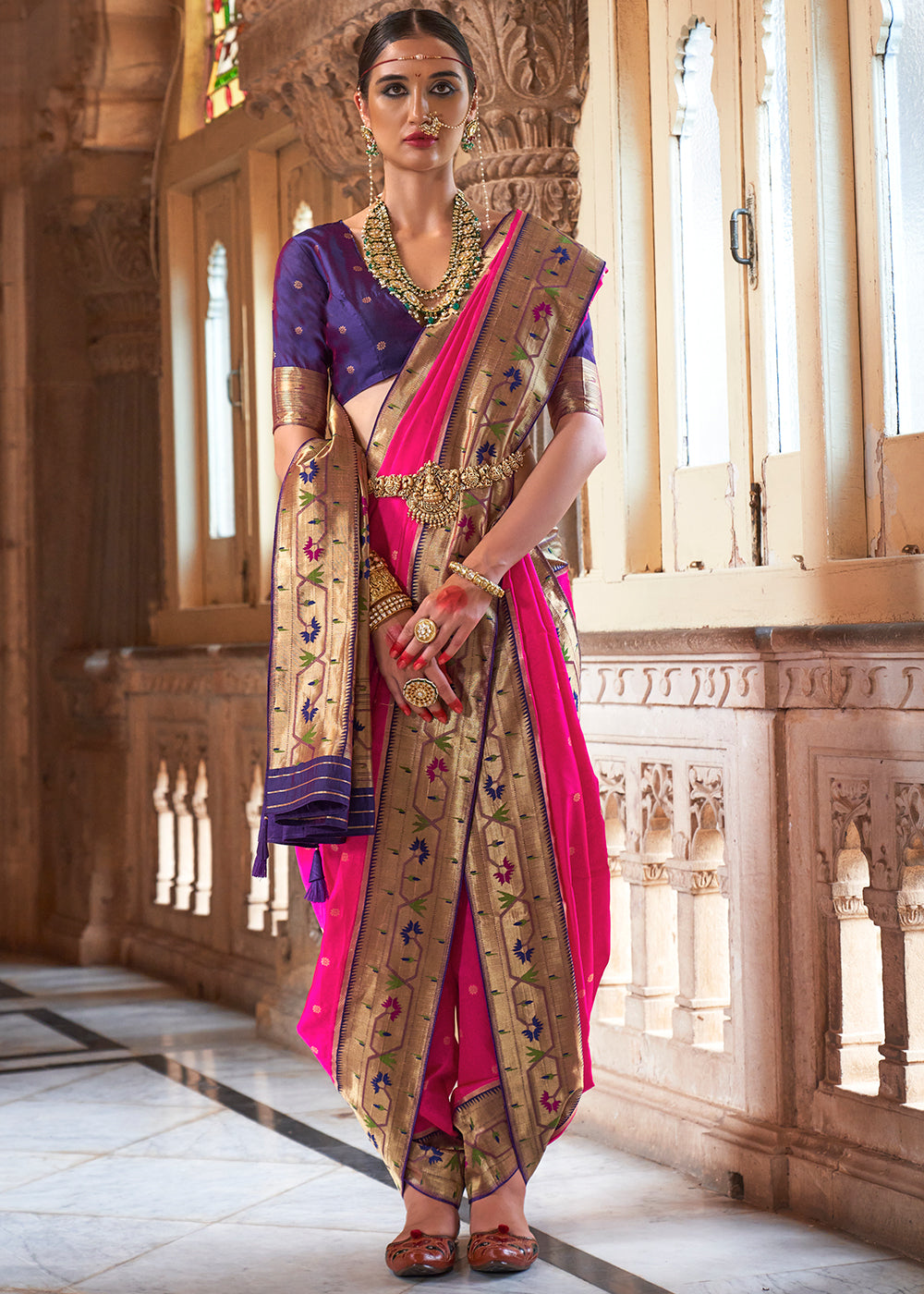 Deep Pink Paithani Silk Saree