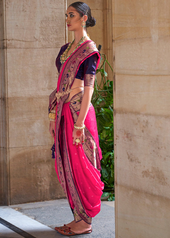 Deep Pink Paithani Silk Saree