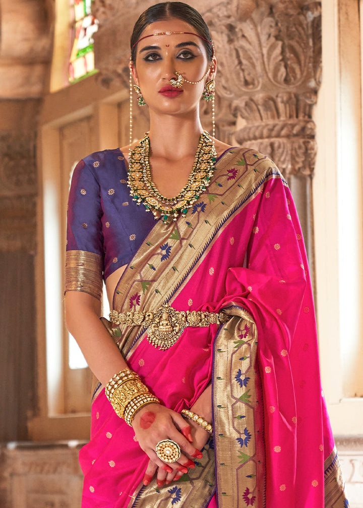 Deep Pink Paithani Silk Saree