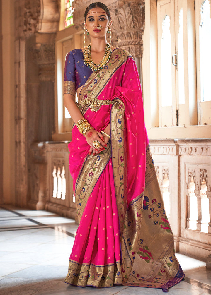 Deep Pink Paithani Silk Saree