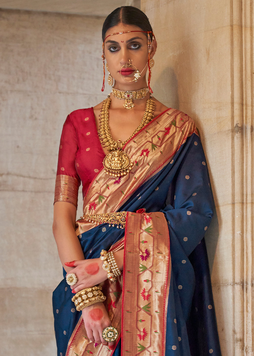 Admiral Blue Paithani Silk Saree