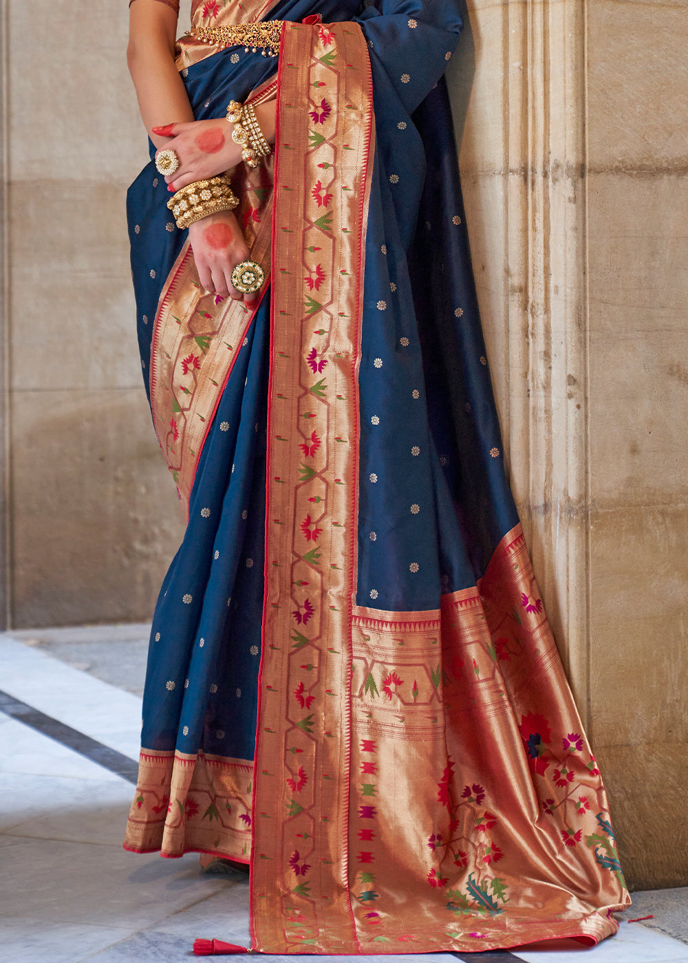 Admiral Blue Paithani Silk Saree