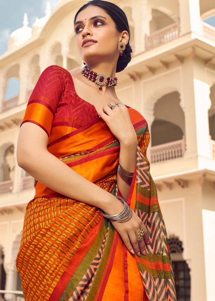 Carrot Orange Woven Patola Silk Saree: Top Pick