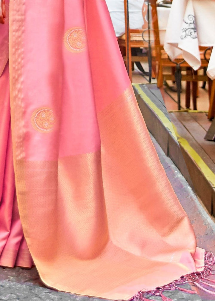 Rose Pink Designer Wear Woven Banarasi Silk Saree