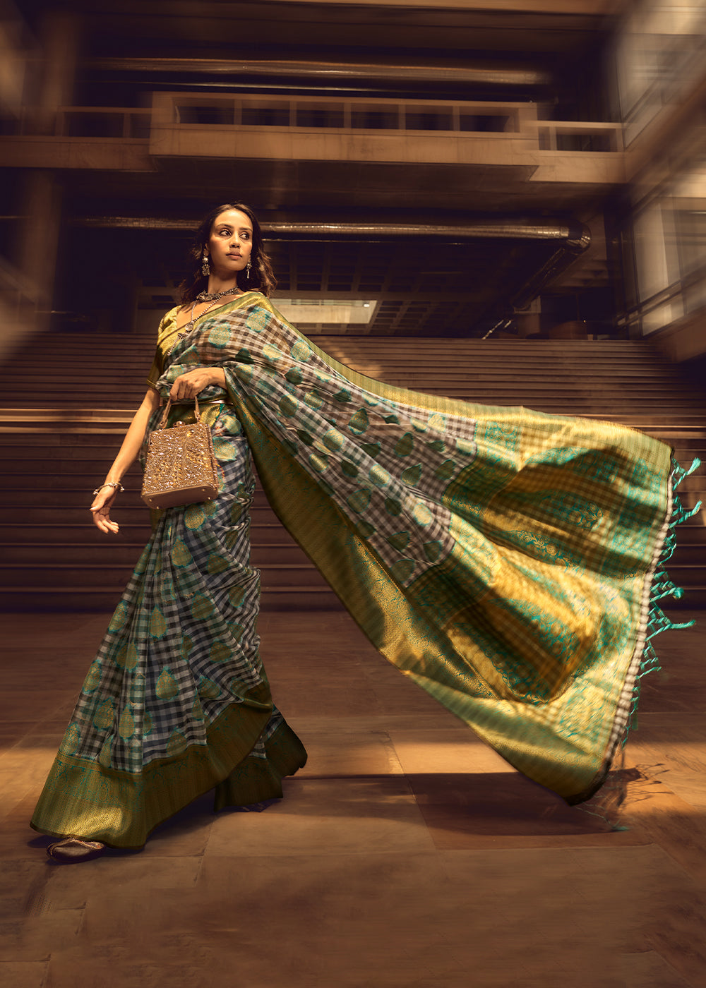 Cool Green Zari Woven Banarasi Silk Saree