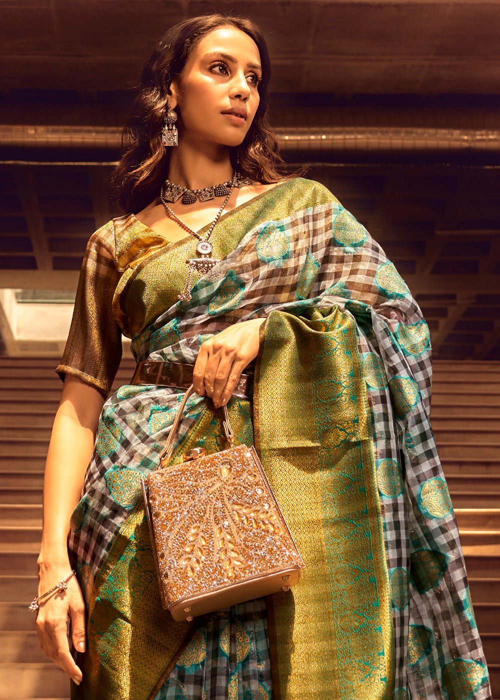 Cool Green Zari Woven Banarasi Silk Saree