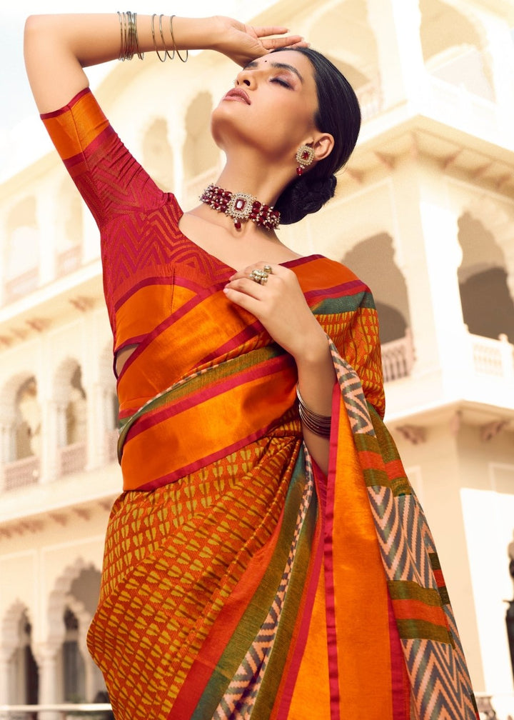 Carrot Orange Woven Patola Silk Saree: Top Pick