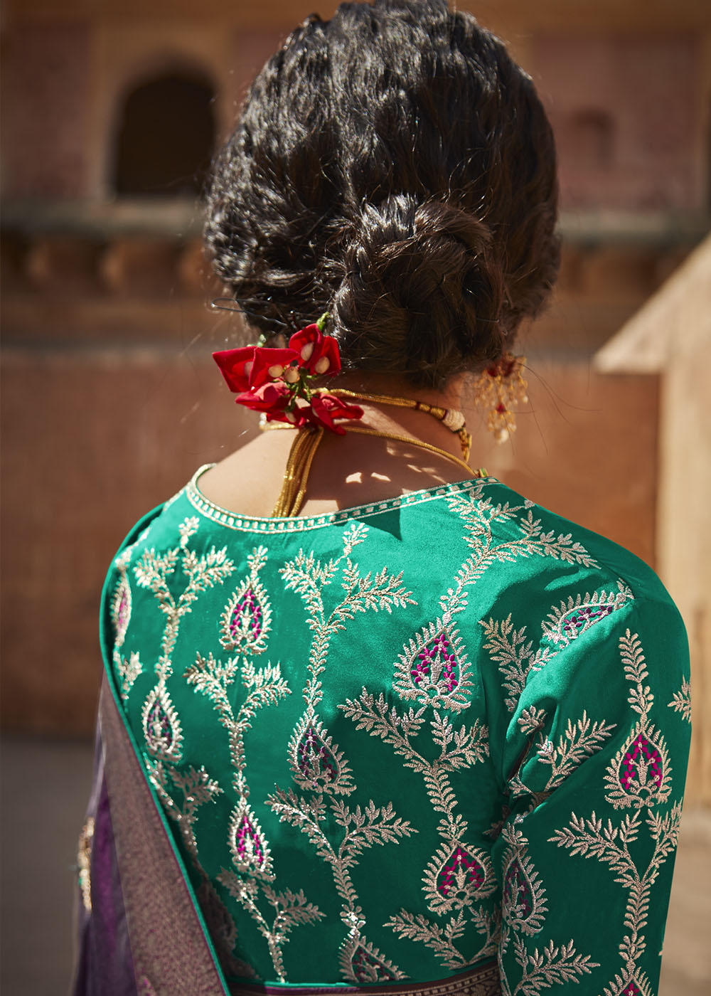 Sangria Purple Woven Silk Saree with Embroidered Blouse