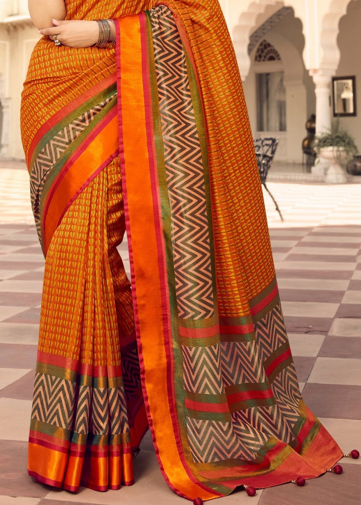 Carrot Orange Woven Patola Silk Saree: Top Pick