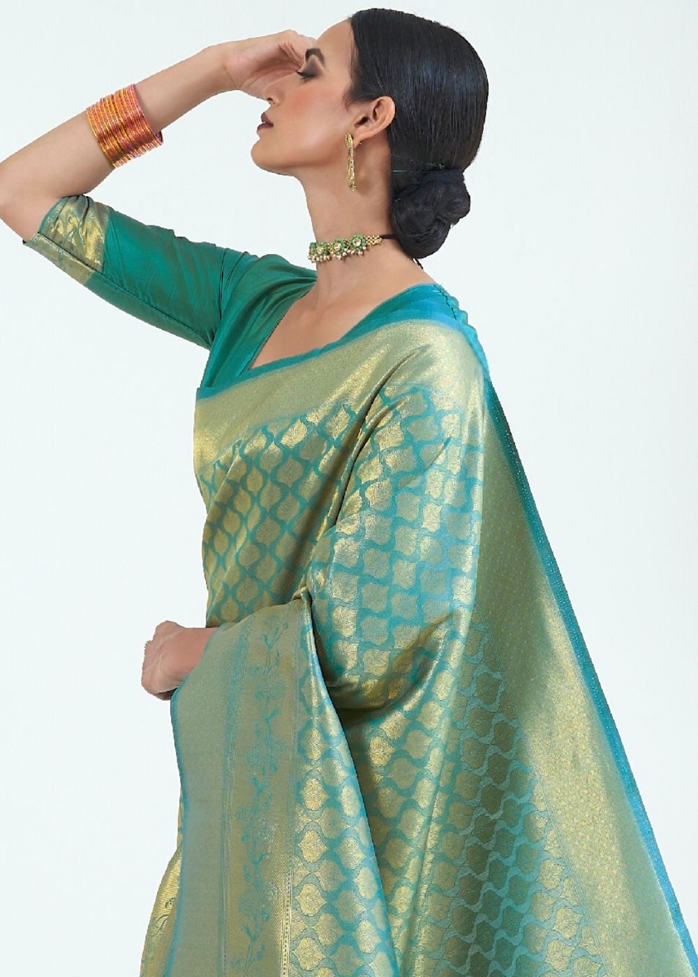 Persian Green Woven Kanjivaram Silk Saree : Limited Edition