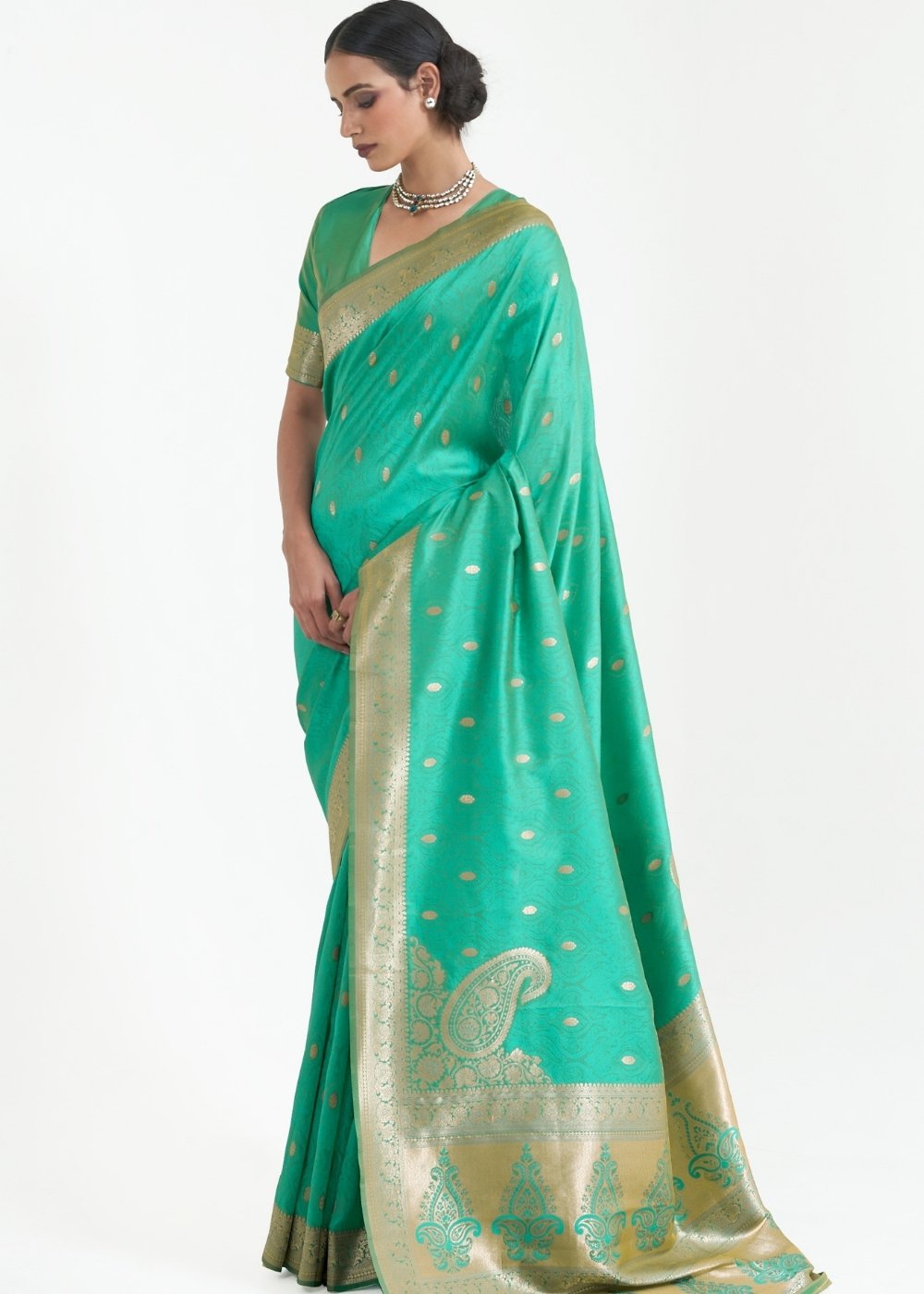 Jade Green Woven Kanjivaram Silk Saree