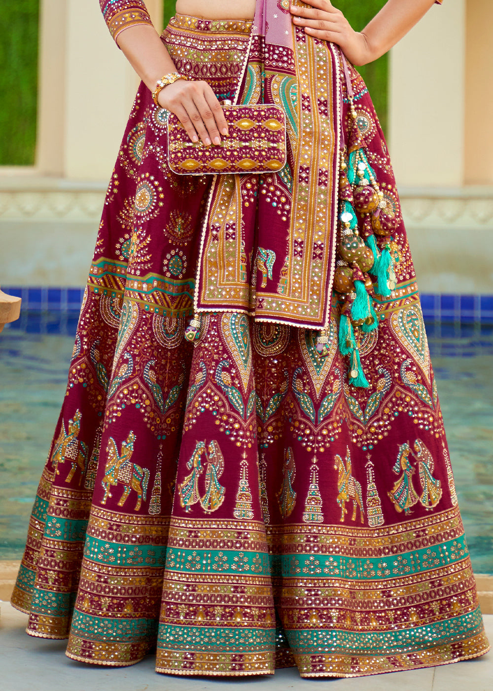 Ruby Pink Ready to Wear Designer Silk Lehenga Choli with Sparkle & Mirror work