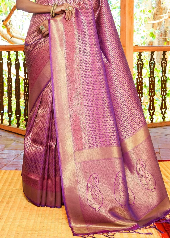 Fandango Purple Zari Woven Kanjivaram Silk Saree