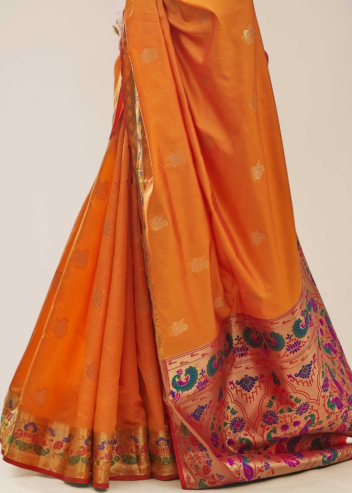 Royal Orange Woven Paithani Silk Saree